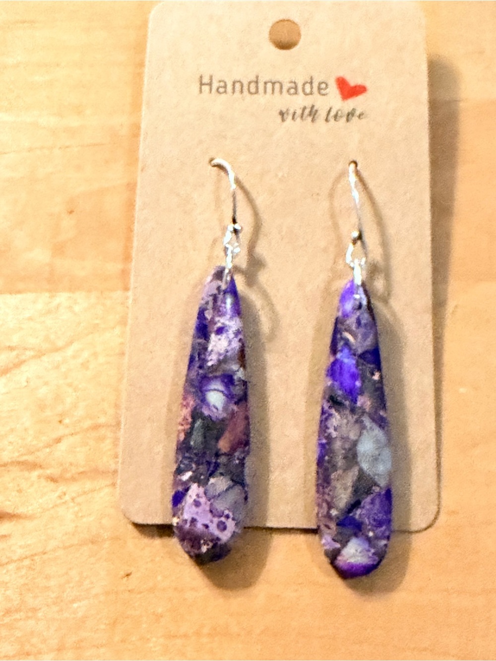Lovely Purple Sea Sediment Jasper on Stainless Steel Earrings -